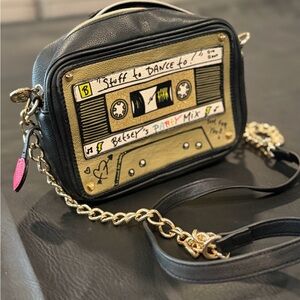 Betsey Johnson Black and Gold Crossbody Bag